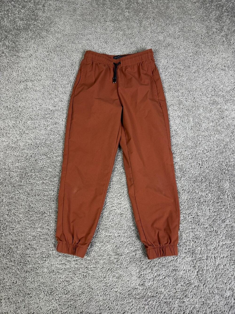 Test Of Time Pants Boys 8 Brown Jogger Elastic Waist Drawstring Polyester 22x20